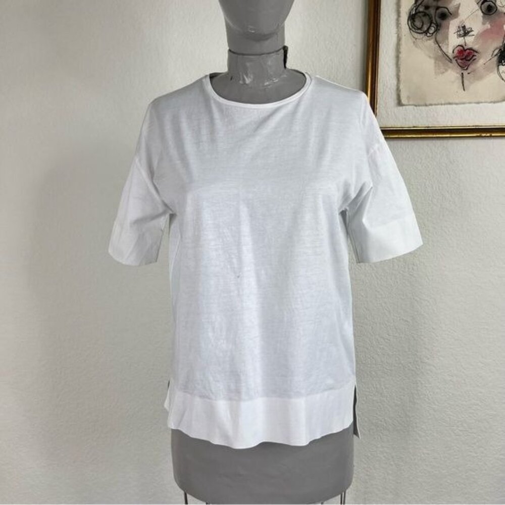 COS White Tee Shirt Banded Hem